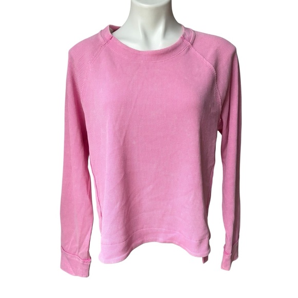 Sundry Tops - Sunnyside by SUNDRY Pink Stonewashed Waffle Knit Pullover Top, Sz Lg